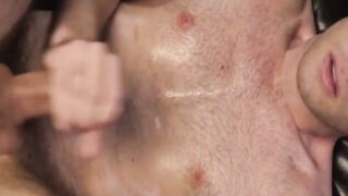 Hairy Maxx Monroe jerks dick while getting dildo fuck with suited master Matthew Figa