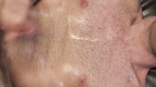 Hairy Maxx Monroe jerks dick while getting dildo fuck with suited master Matthew Figa
