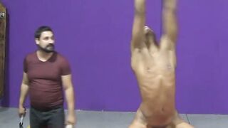 RT is being punished using a massive dildo fucking his tight hole