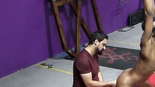 RT is being punished using a massive dildo fucking his tight hole