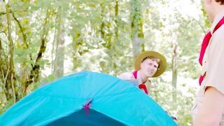 Colton McKeon helps Grey Gold fix his tent and his aching cock