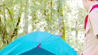 Colton McKeon helps Grey Gold fix his tent and his aching cock