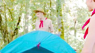 Colton McKeon helps Grey Gold fix his tent and his aching cock