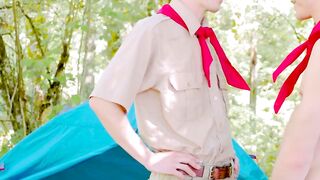 Colton McKeon helps Grey Gold fix his tent and his aching cock