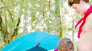 Colton McKeon helps Grey Gold fix his tent and his aching cock