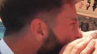 Erotic kissing and deep dick riding by suited Hector de Silva and Jay Roberts