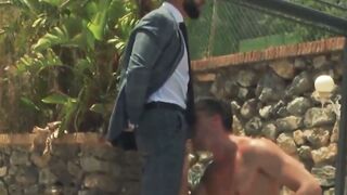 Erotic kissing and deep dick riding by suited Hector de Silva and Jay Roberts