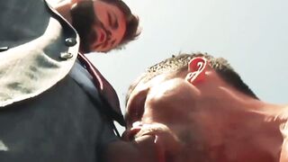 Erotic kissing and deep dick riding by suited Hector de Silva and Jay Roberts