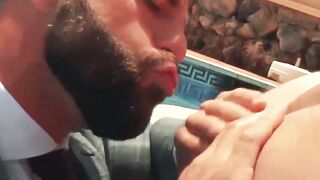 Erotic kissing and deep dick riding by suited Hector de Silva and Jay Roberts