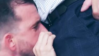 married Mans Tailor Solves All His Problems with a Sloppy Blowjob and a Satisfying Reverse Cowgirl on the Standing Desk  Logan Moore and Franky Fox
