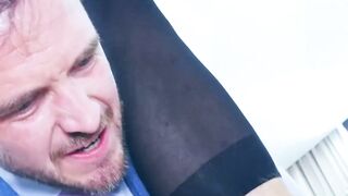 married Mans Tailor Solves All His Problems with a Sloppy Blowjob and a Satisfying Reverse Cowgirl on the Standing Desk  Logan Moore and Franky Fox