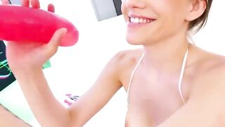 UNLEASH THE FURY petite blonde bombshell ROSE UNBUTTONS THE SEASONS FLESH in Bikini Animation