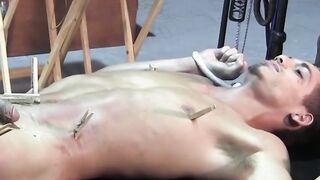 Master Ryann Ruckers grabs and pulls the cock of Justin between his legs