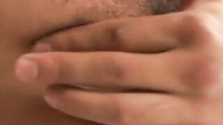 Sexy Brazilian gay Roger squirts his cum all over the place