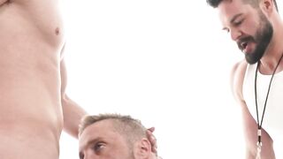 The Unleashing of Pure Lust Coach Tomas Downfall at the Hands and Mouths of Suffocating Huns Grant Ducati and Kyle Steele