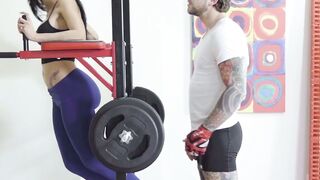 GYMER UNLEASHED Thick and Fit Latina Canela SkinいてS crews the floor, her massive booty and succulent bod ready for the most intense, sweaty, and deep workout of her life!