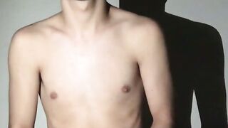 Cute skinny Henry Lynes masturbates his hard cock till he cums