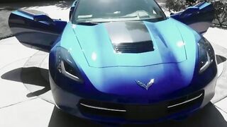 INDUCE HYSTERIA WETTEST DAY EVER! PetrolPumpin Babes Get DIRTY with Blue Corvette Stingray!!!