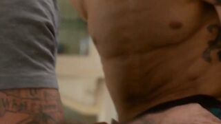 JAWDROPPING REUNION! Hairy Hunk Ian Holms Gets DOWN and DIRTY with Skinny Fave Hoss Kado in a KITCHEN SIZZLER!