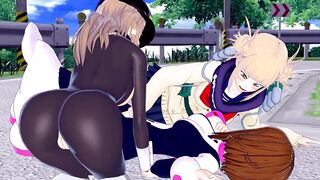 My Hero Academia Camie Toga and Ochako have a Lesbian Threesome Cartoon