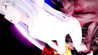 White Hair Elve was Nailed by Monster! | 3D Game Animation, HD,