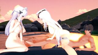 Azur Lane three Way - Belfast x Enterprise - 3D Animated