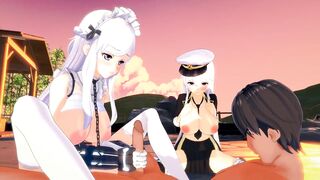 Azur Lane three Way - Belfast x Enterprise - 3D Animated