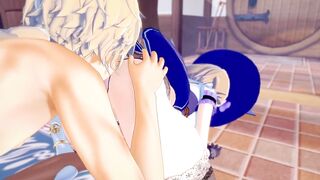 Genshin Impact: three WAY WITH AMBER AND LISA (3D Anime)