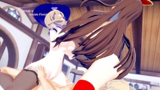 Genshin Impact: three WAY WITH AMBER AND LISA (3D Anime)