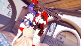 Genshin Impact: three WAY WITH AMBER AND LISA (3D Anime)