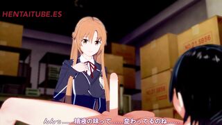 Sword Art Online Hentai - Asuna x Kirito - Handjoob, Bj, Fucks