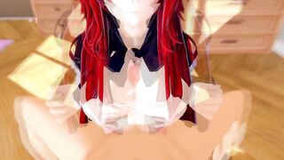 High School DxD: BEAUTY RED FELLATIO RIAS GETS POUNDED! (3D Hentai)