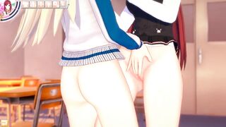 3D CARTOON YURI Schoolgirls Nailed after School