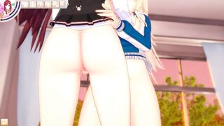 3D CARTOON YURI Schoolgirls Nailed after School