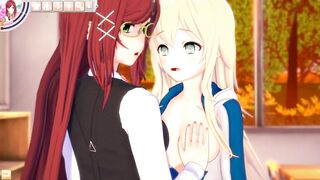 3D CARTOON YURI Schoolgirls Nailed after School