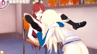 3D CARTOON YURI Schoolgirls Nailed after School