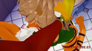 Furry Yiff Animated - Tigress gives a Fox a Blowjob in the