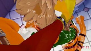 Furry Yiff Animated - Tigress gives a Fox a Blowjob in the