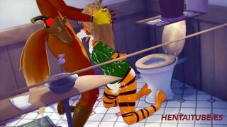 Furry Yiff Animated - Tigress gives a Fox a Blowjob in the