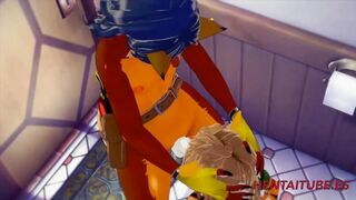 Furry Yiff Animated - Tigress gives a Fox a Blowjob in the