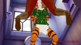 Furry Yiff Animated - Tigress gives a Fox a Blowjob in the