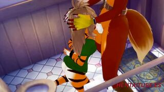 Furry Yiff Animated - Tigress gives a Fox a Blowjob in the