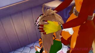 Furry Yiff Animated - Tigress gives a Fox a Blowjob in the