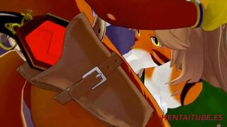 Furry Yiff Animated - Tigress gives a Fox a Blowjob in the