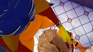Furry Yiff Animated - Tigress gives a Fox a Blowjob in the