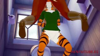 Furry Yiff Animated - Tigress gives a Fox a Blowjob in the