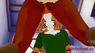 Furry Yiff Animated - Tigress gives a Fox a Blowjob in the