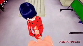 Miraculus Animated - Lady Bug Hand Job and Fellatio with Cum into