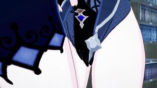 Genshin Impact - Lisa Fucks Fischl with a Dyke Fake-Dick, 3D Anime.