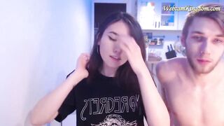 Slender chinese 18 Unwind with white dude on cam